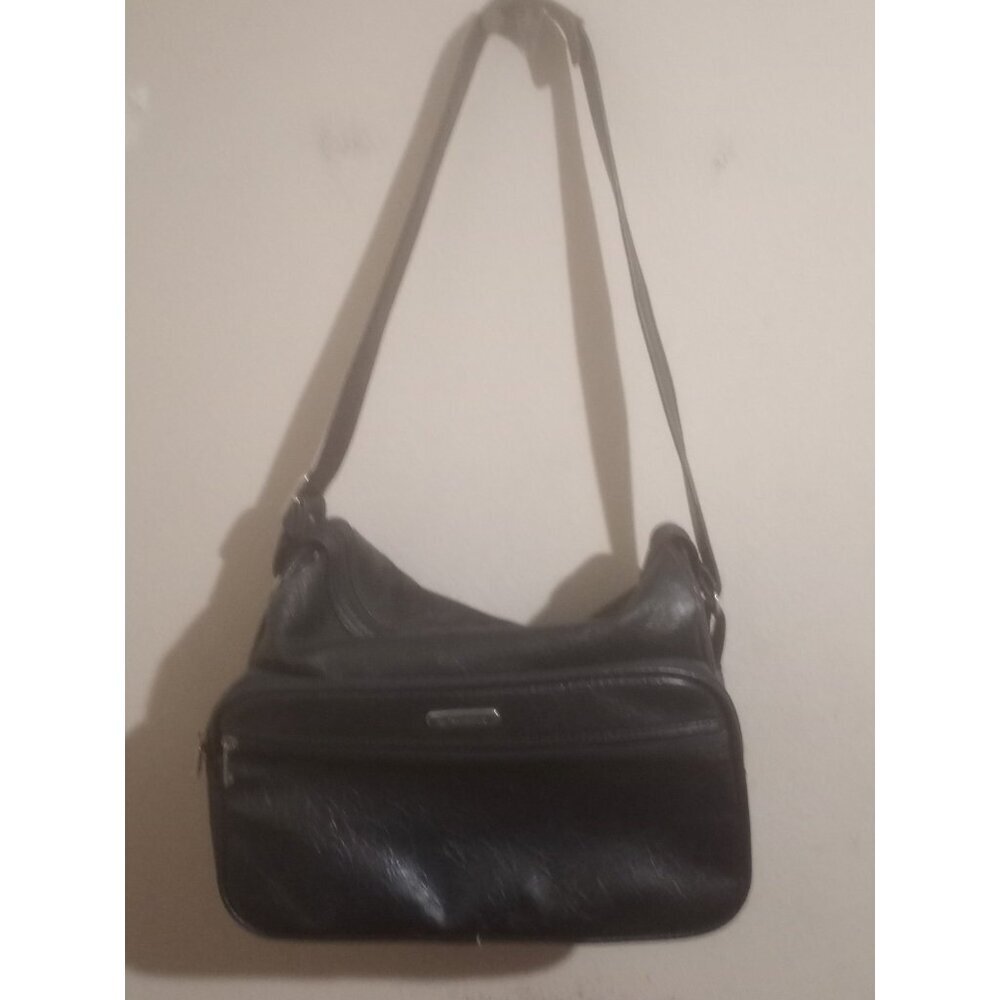 Vintage Samsonite Messenger Bag Navy Blue Leather Inner Pockets carry Handle
